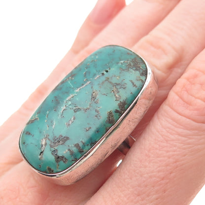925 Sterling Silver Vintage Real Kingman Turquoise Ring Size 8.75