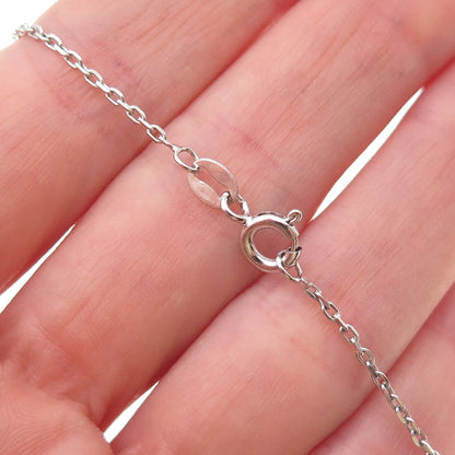 925 Sterling Silver Round-Cut Green & White C Z Cable Chain Necklace 18"