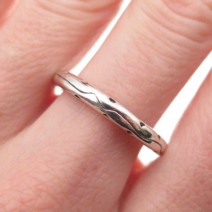 925 Sterling Silver Vintage Modernist Oxidized Band Ring Size 7.75