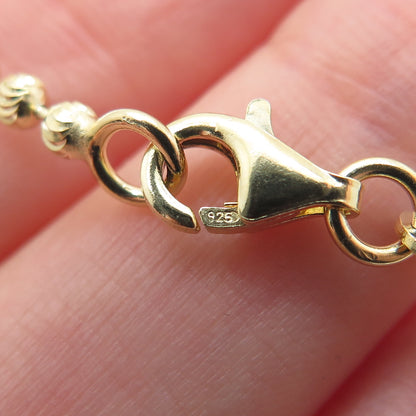 925 Sterling Gold Plated BSI Italy Diamond-Cut Ball Beaded Chain Necklace 24"