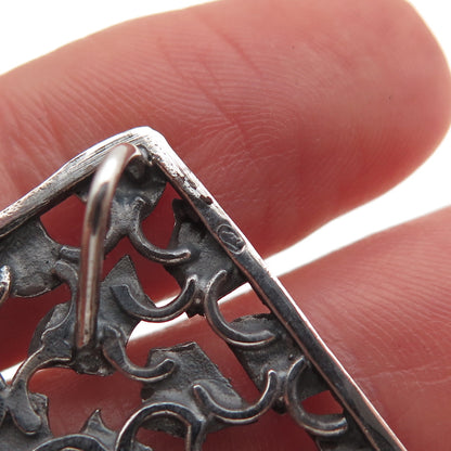 925 Sterling Silver Vintage Israel Real Carnelian Modernist Slide Pendant
