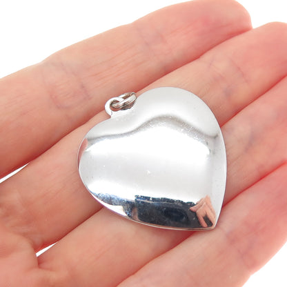 THEDA 925 Sterling Silver Vintage Real Pearl Engraved Heart Charm Pendant