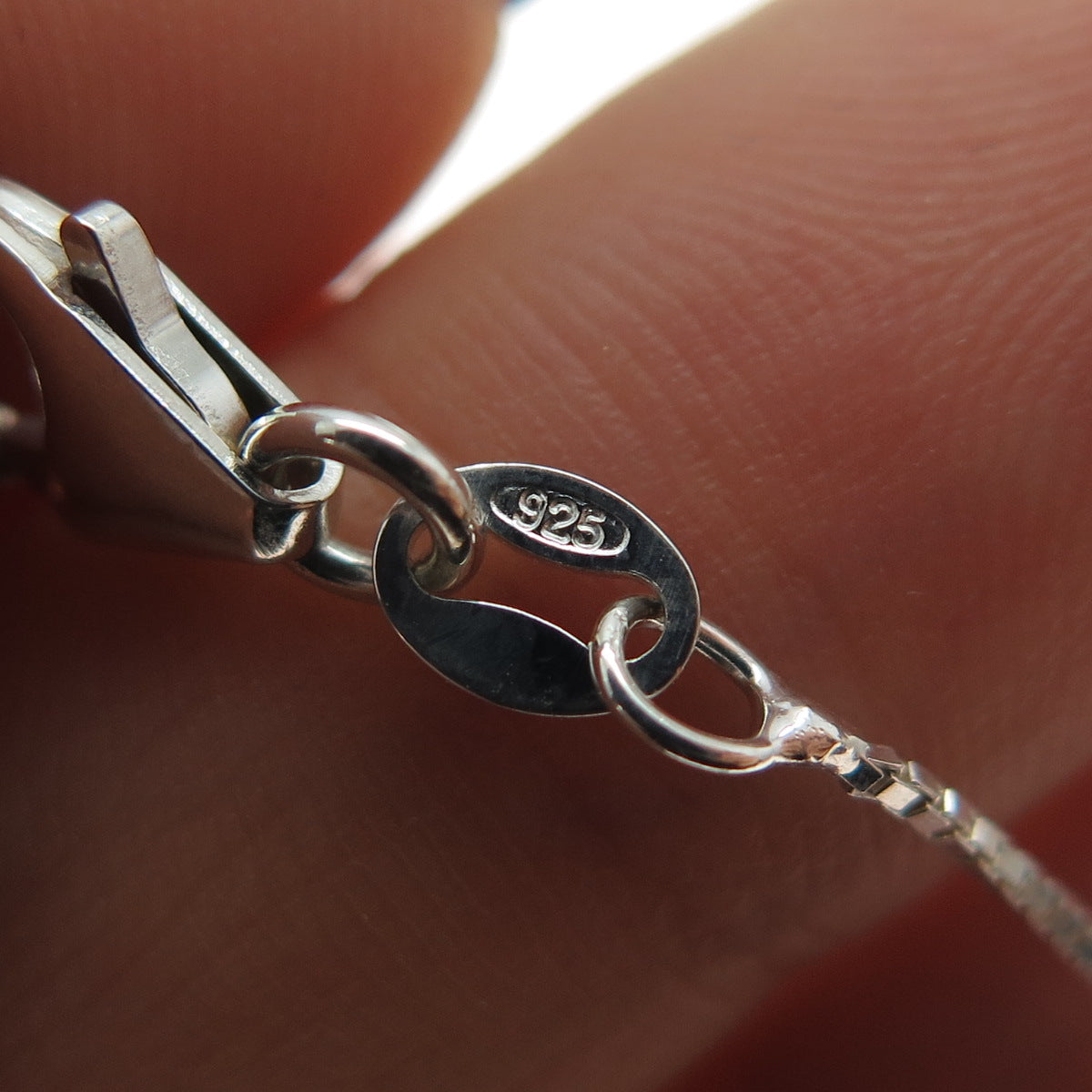 HAGIT GORALI 925 Sterling Vintage Israel Real Black Onyx Box Chain Necklace 18"