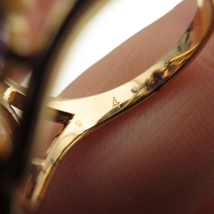 925 Sterling Silver Gold Plated Real Oval-Cut Amethyst Cluster Ring Size 7.25