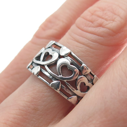 CHAPAL ZENRAY 925 Sterling Silver Vintage Heart Oxidized Ring Size 9.25