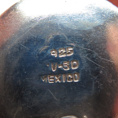 925 Sterling Silver 2-Tone Vintage Mexico Modernist Dome Clip On Earrings