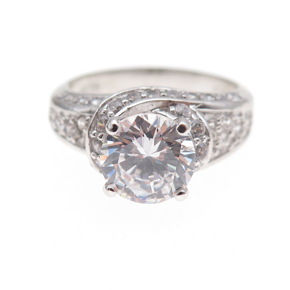 Seta 925 Sterling Silver Round-Cut C Z Engagement Ring Size 9.25