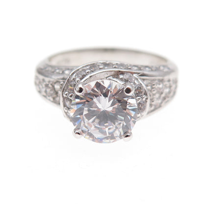 Seta 925 Sterling Silver Round-Cut C Z Engagement Ring Size 9.25