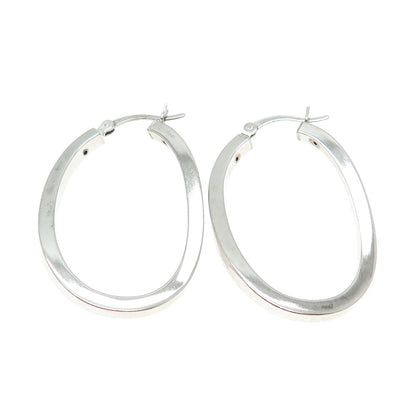 925 Sterling Silver Hinged Oval Hoop Earrings