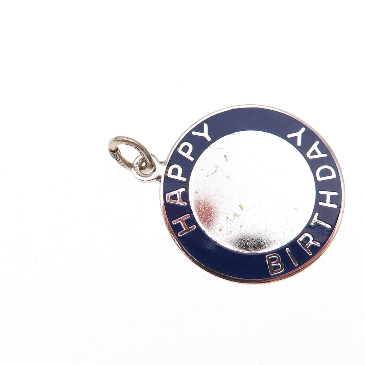 Beau 925 Sterling Silver Vintage Enamel Happy Birthday Tommy Charm Pendant