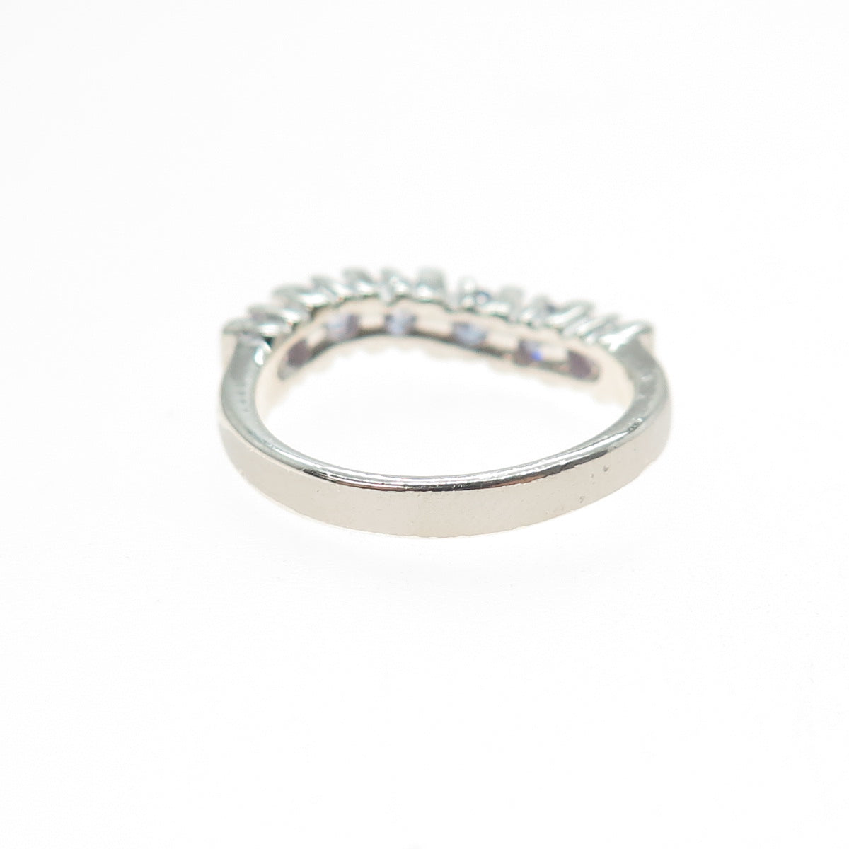 925 Sterling Silver Round-Cut C Z Wavy Half Eternity Band Ring Size 6