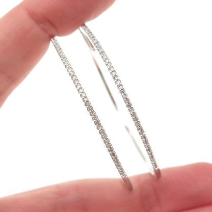 Sun 925 Sterling Silver Real Round-Cut Diamond Large Hoop Earrings