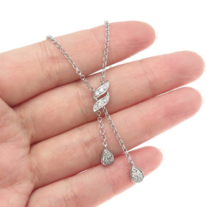 925 Sterling Silver Round-Cut C Z Drop Bolo Chain Necklace 18"