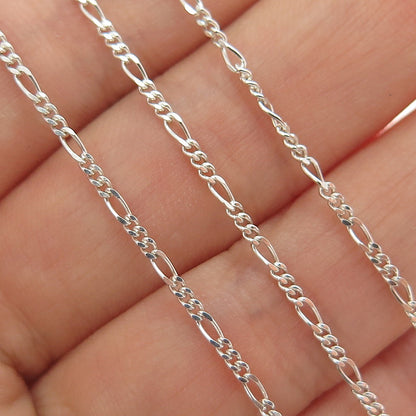 925 Sterling Silver Vintage Italy Figaro Chain Necklace 20"
