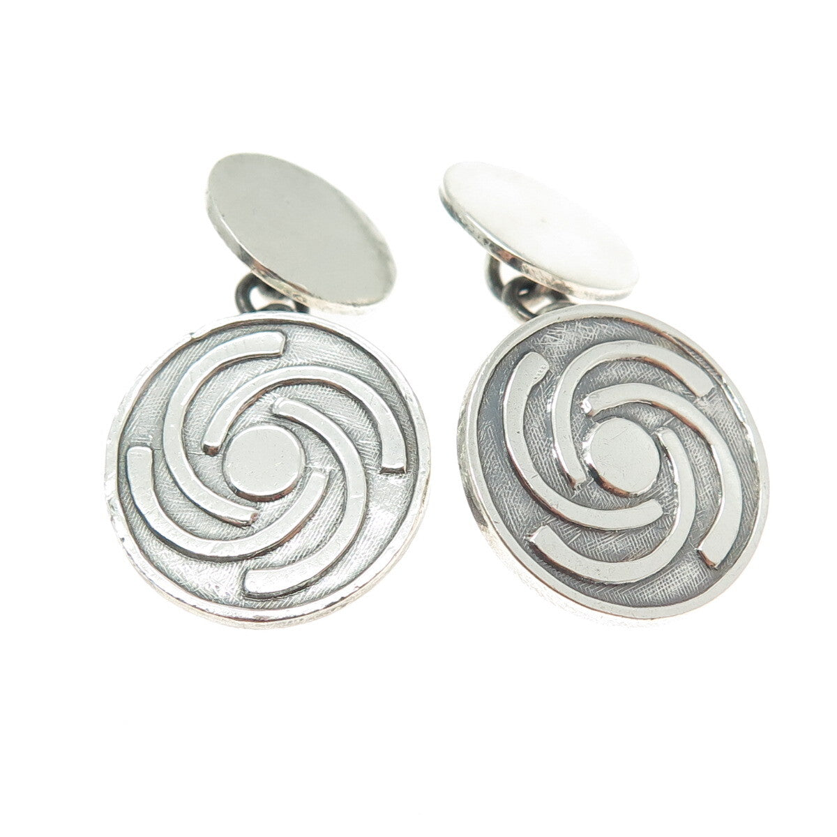 925 Sterling Silver Vintage Taxco Mexico Modernist Floral Cufflinks