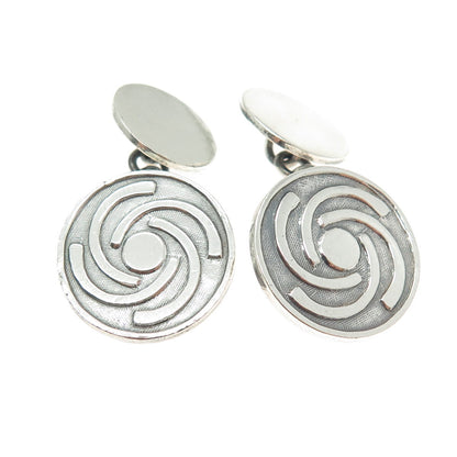 925 Sterling Silver Vintage Taxco Mexico Modernist Floral Cufflinks