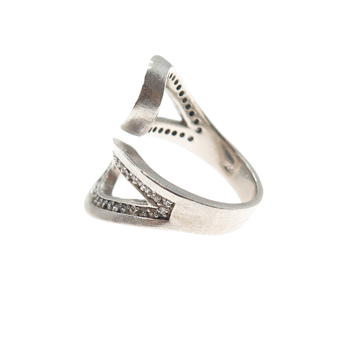 925 Sterling Silver Vintage Round-Cut C Z Adjustable Ring Size 8.5