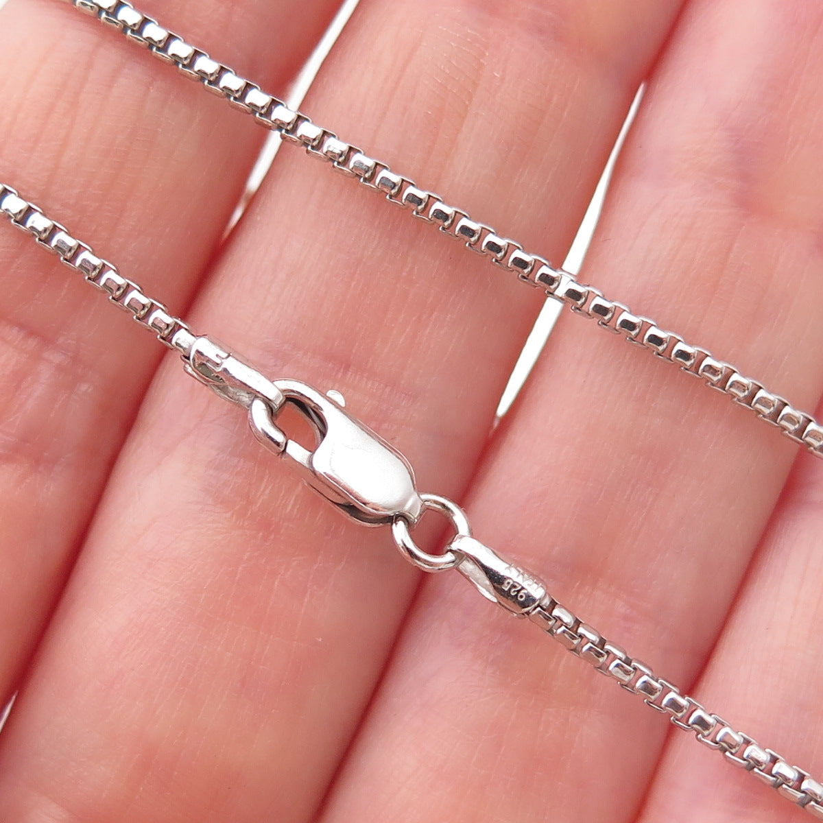925 Sterling Silver Italy Round Box Chain Necklace 18"