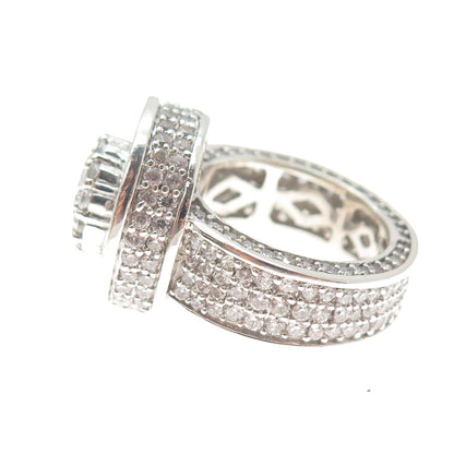 925 Sterling Silver Round-Cut C Z Statement Ring Size 9.25