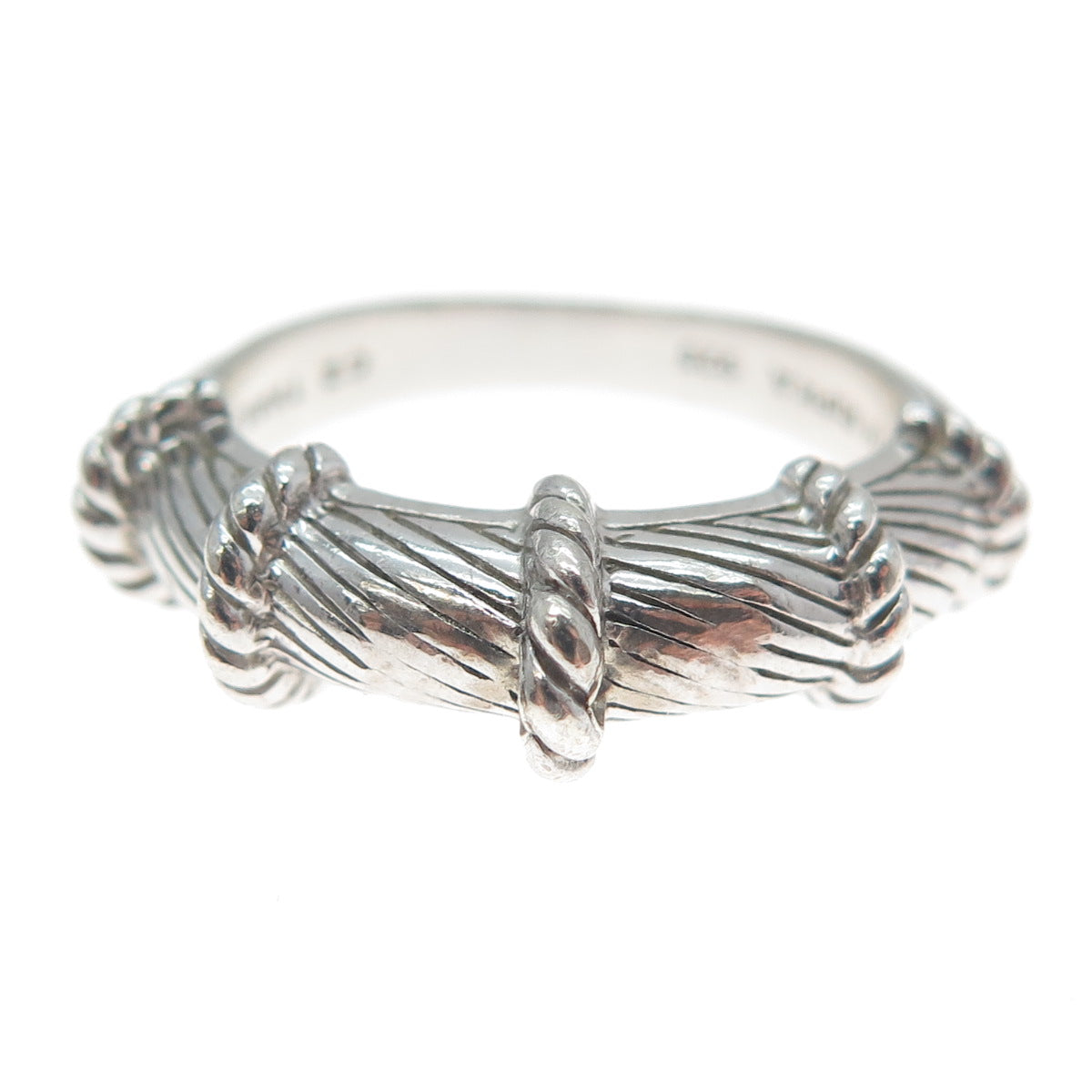 JUDITH RIPKA 925 Sterling Silver Twisted Ribbed Ring Size 8.25