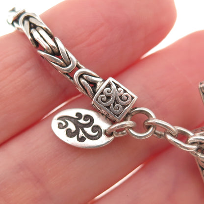 Lois Hill 925 Sterling Silver Vintage Journey Byzantine Link Bracelet 7.5"
