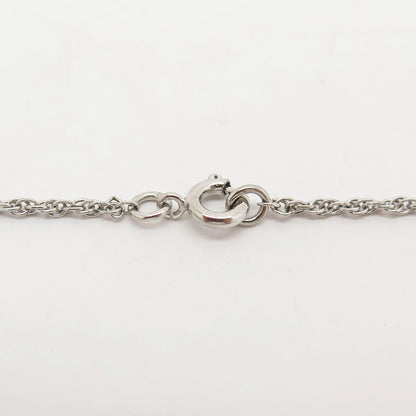 925 Sterling Silver Vintage Anna Lee Amethyst Gem Heart Rolo Chain Necklace 16"
