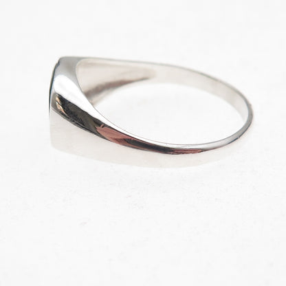 925 Sterling Silver Vintage Real Dendritic Agate Signet Ring Size 12.75