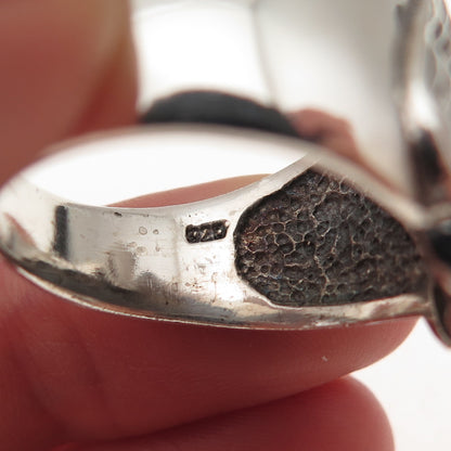 925 Sterling Silver Vintage Cross & Angel Wings Oxidized Ring Size 12.25