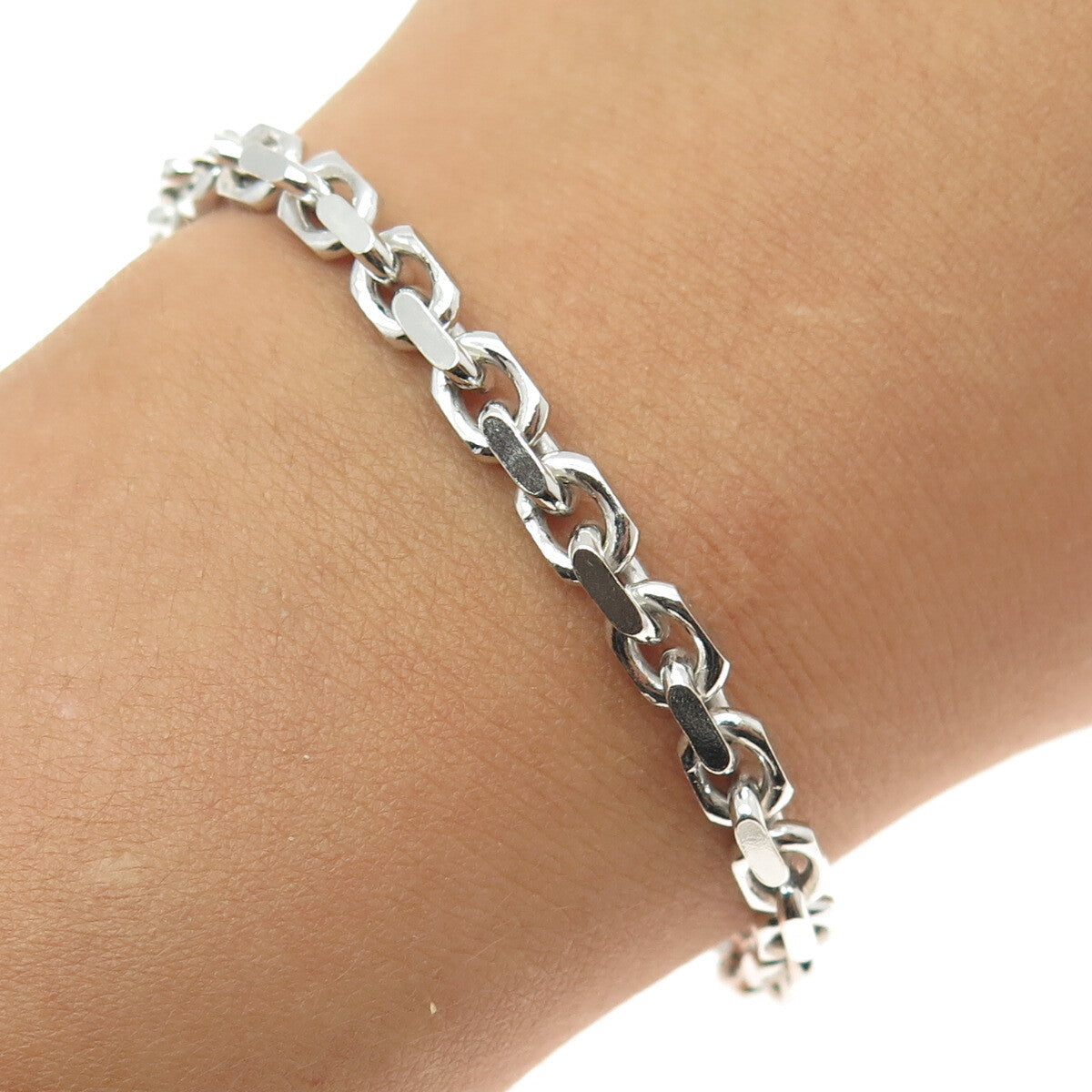 KARIZIA SPA KA-1772 925 Sterling Silver Italy Anchor Cable Link Bracelet 8.5"
