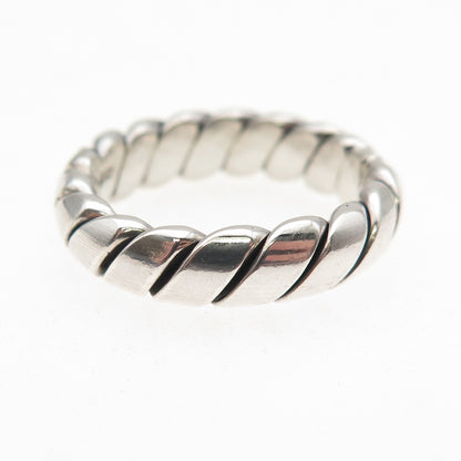 925 Sterling Silver Vintage Oxidized Ribbed Band Ring Size 7.25