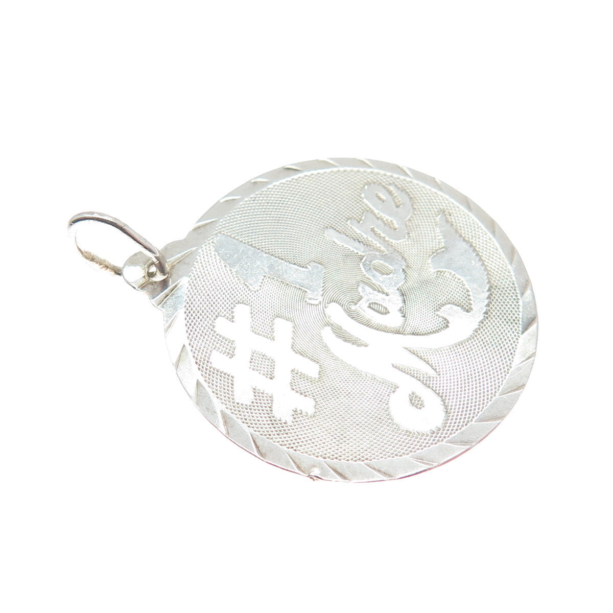 925 Sterling Silver Vintage "Madre Number 1" Textured Round Pendant
