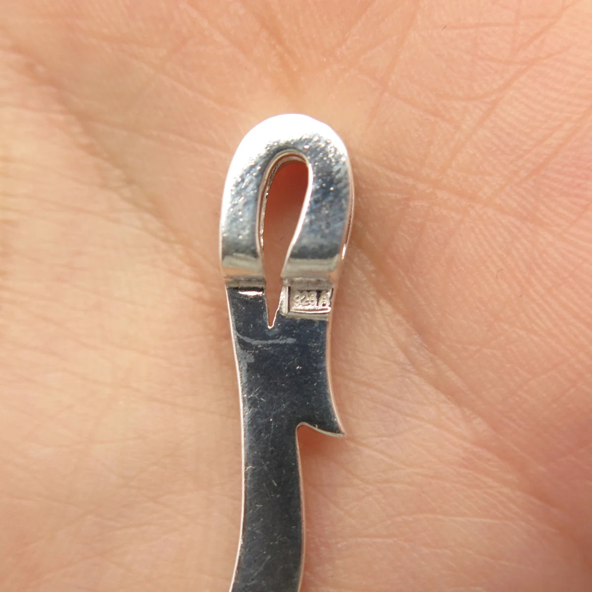 925 Sterling Silver Vintage Enamel Ribbon Slide Pendant