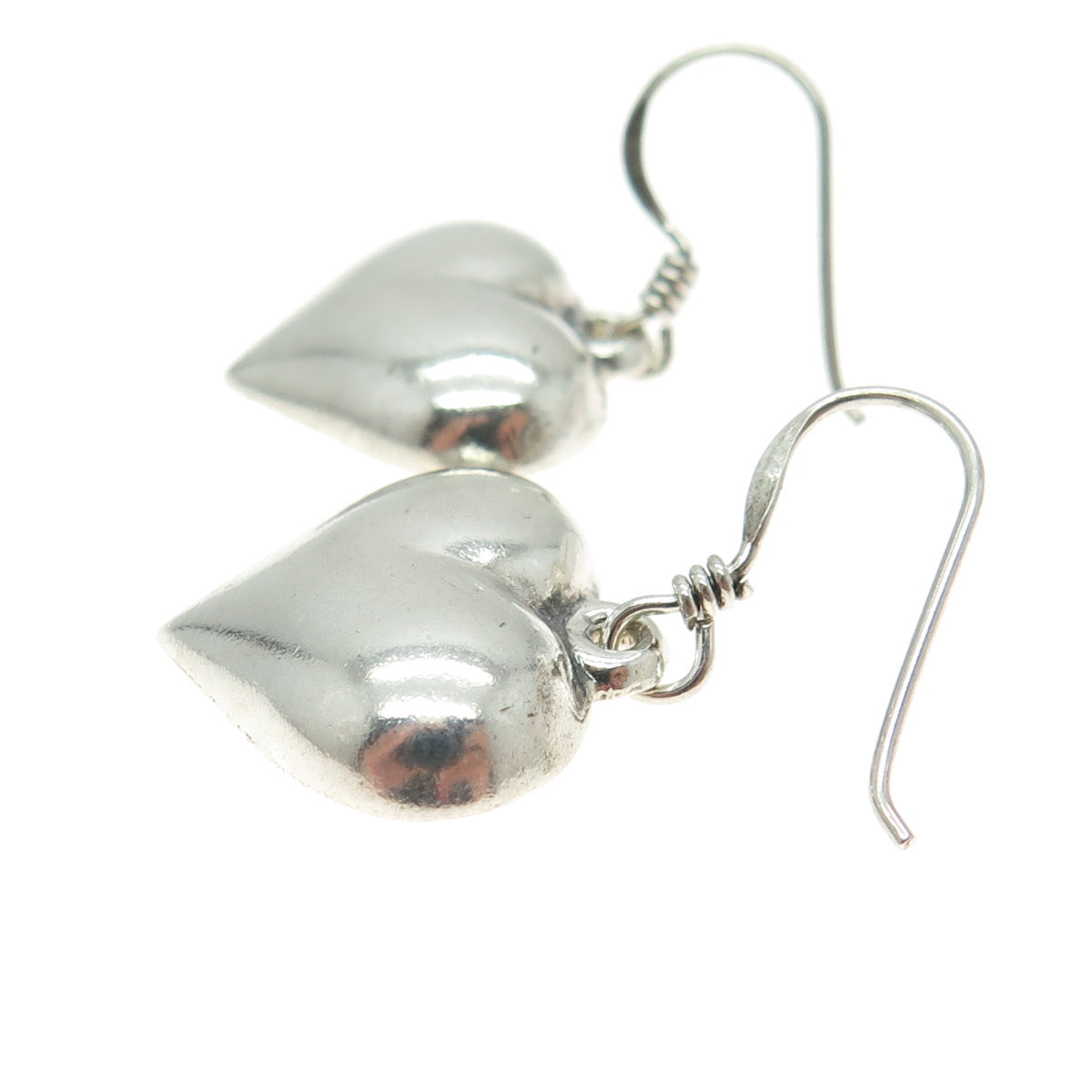 925 Sterling Silver Vintage Heart Dangling Earrings