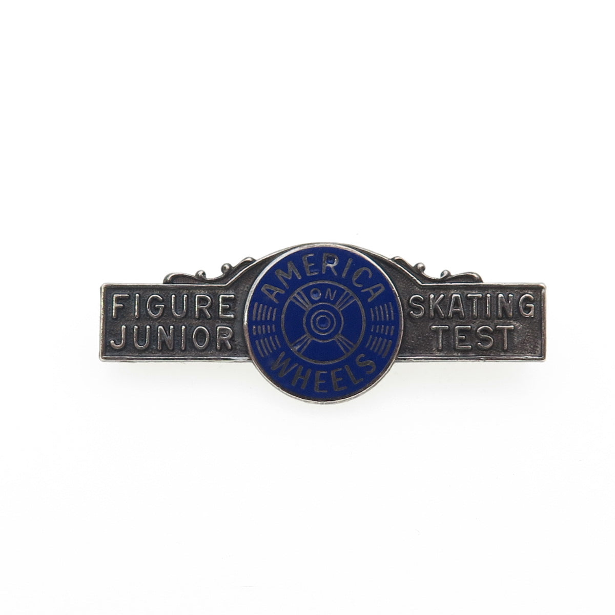 DIEGES & CLUST 925 Sterling Antique Figure Skating Test America on Wheels Brooch