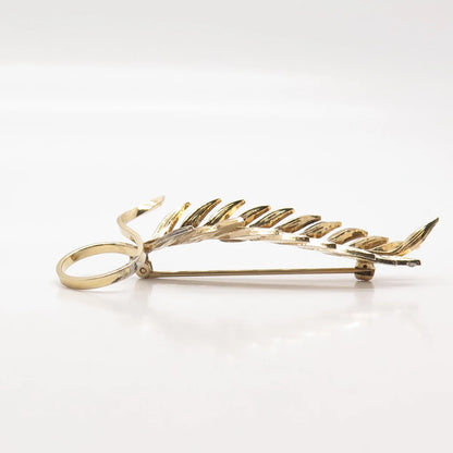 925 Sterling Silver Gold Plated Vintage Wells Leaf Pin Brooch