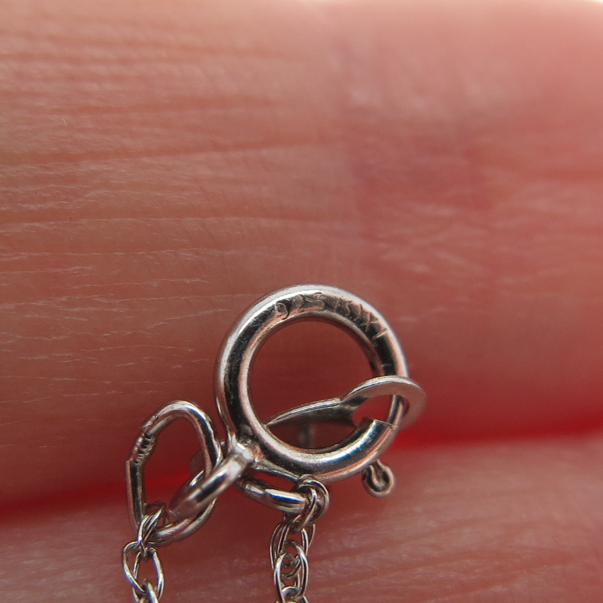 925 Sterling Silver Real Diamond Mom & Child Heart Singapore Chain Necklace 18"