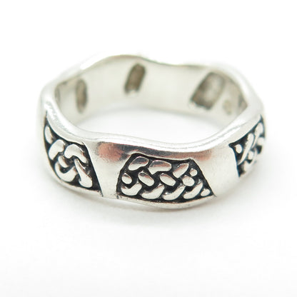 PETER STONE 925 Sterling Silver Vintage Celtic Knot Wavy Oxidized Ring Size 7.5
