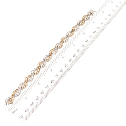 925 Sterling Silver Real Round-Cut Citrine & White Topaz Infinity Bracelet 7"