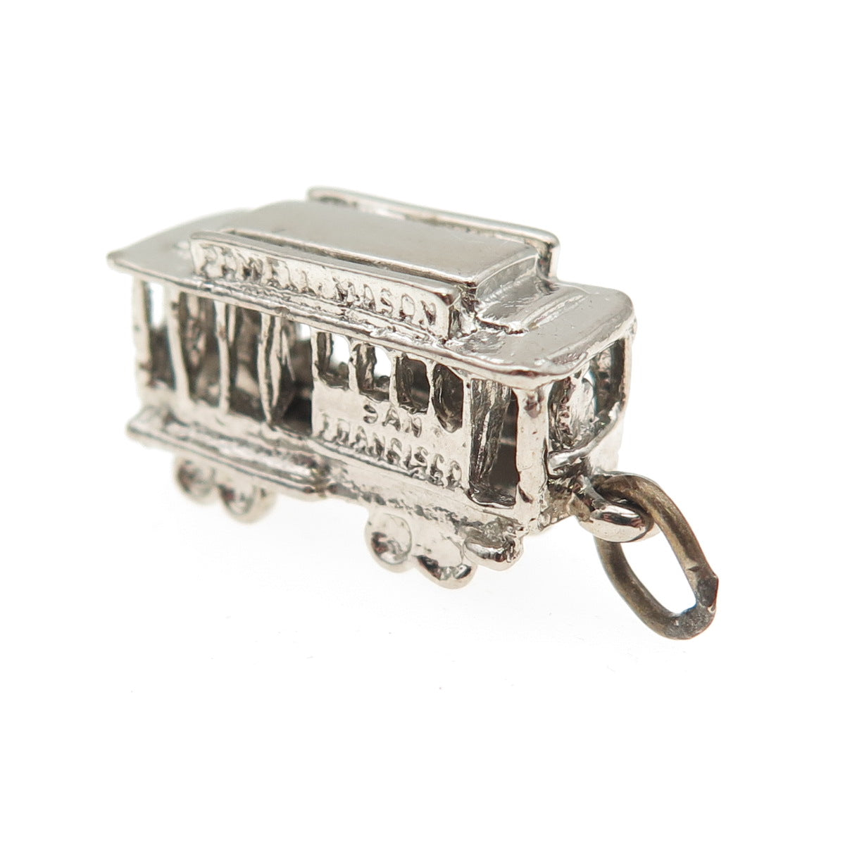 925 Sterling Silver Vintage San Francisco Cable Car 3D Mini Charm Pendant