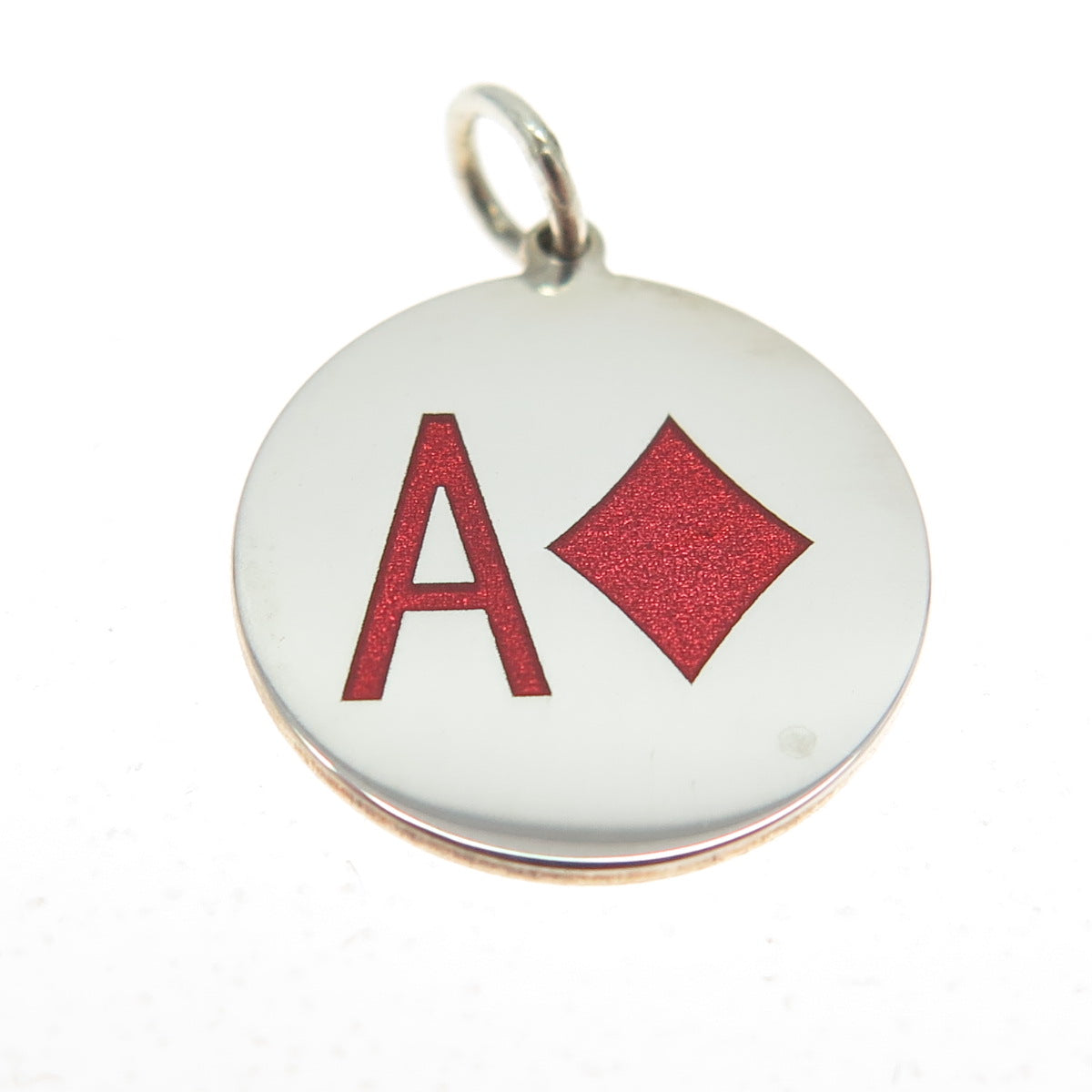 925 Sterling Silver Enamel Ace of Diamonds Playing Card Charm Pendant