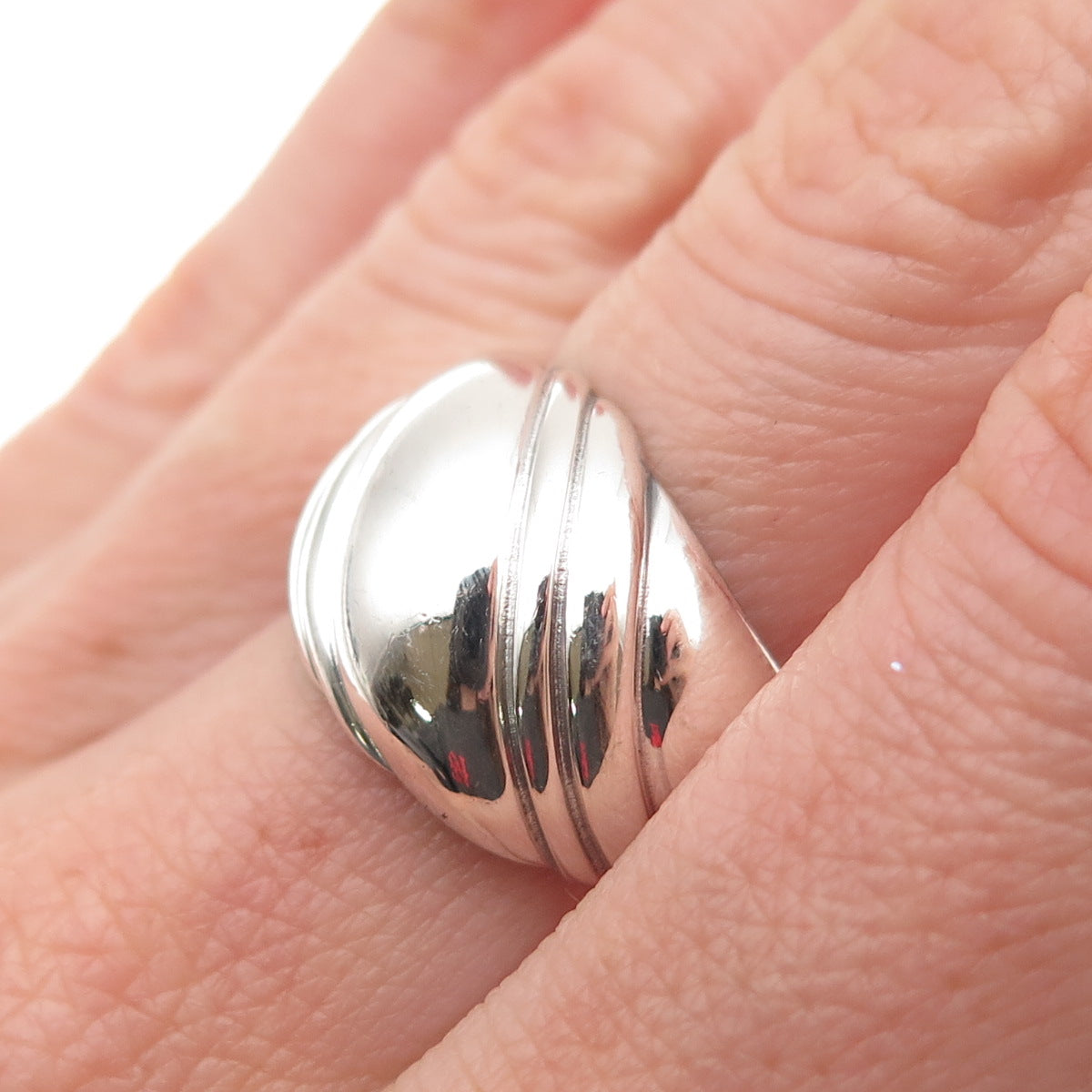 Kabana 925 Sterling Silver Vintage Modernist Oxidized Ring Size 8.25