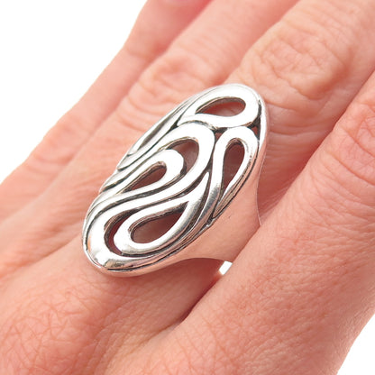 925 Sterling Silver Vintage Modernist Oxidized Ring Size 7.5