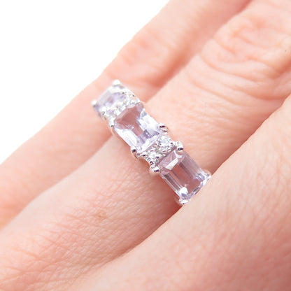 925 Sterling Silver Vintage Real Amethyst & C Z Ring Size 6
