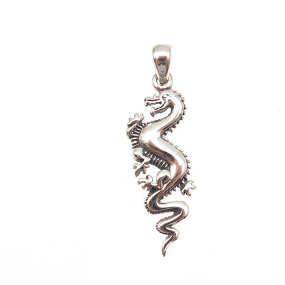 925 Sterling Silver Vintage Royal Dragon Oxidized Charm Pendant