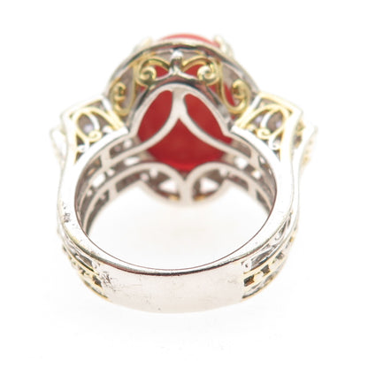 Michael Valitutti Gems En Vogue 925 Sterling 2-Tone Coral Tanzanite Ring Size 7
