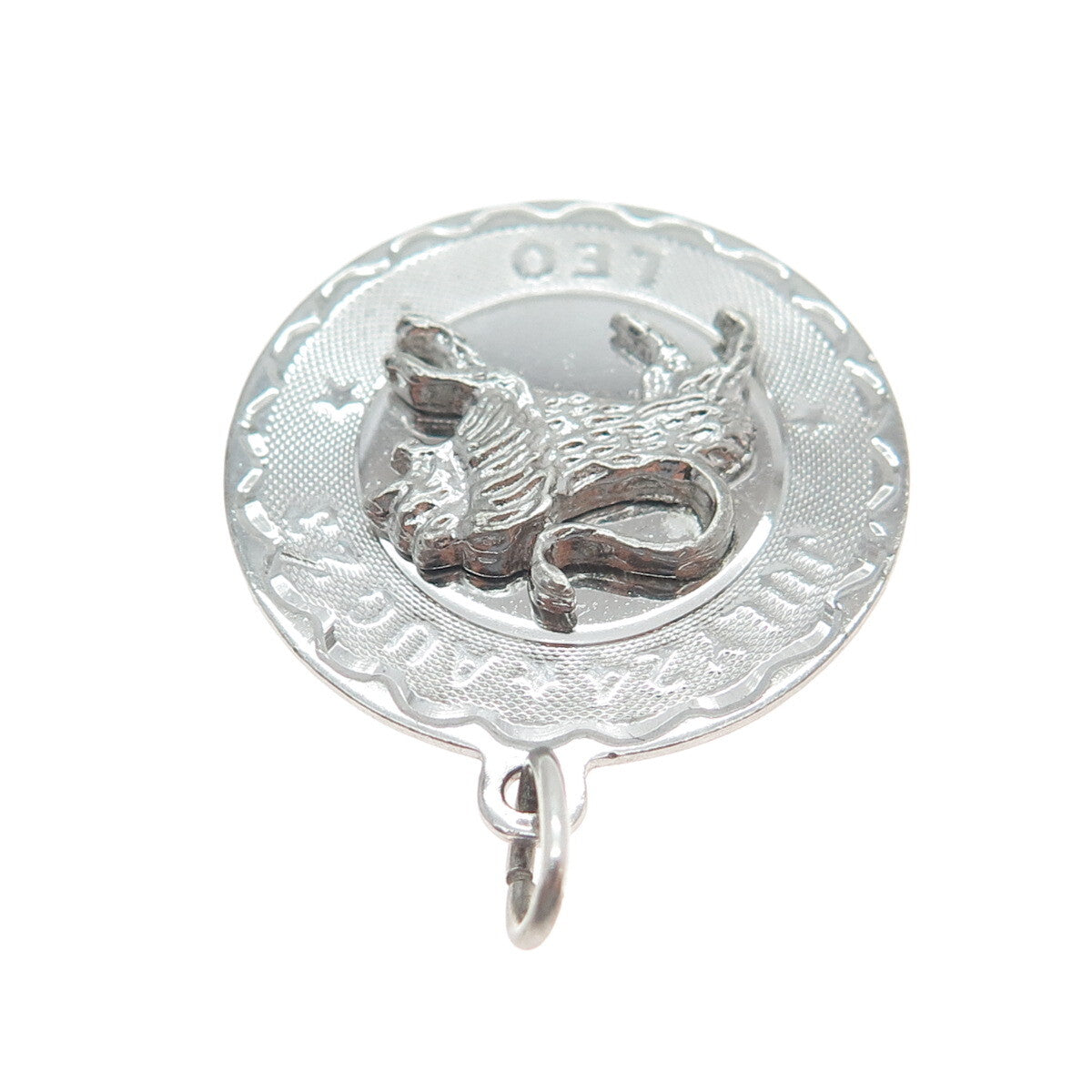 ELCO 925 Sterling Silver Antique Leo Zodiac Sign Round Pendant