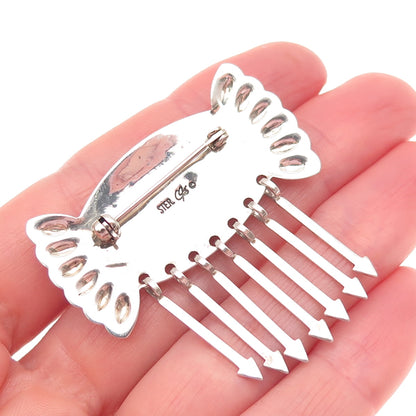 CAROLYN POLLACK Old Pawn 925 Sterling Silver Vintage Turquoise Arrow Pin Brooch