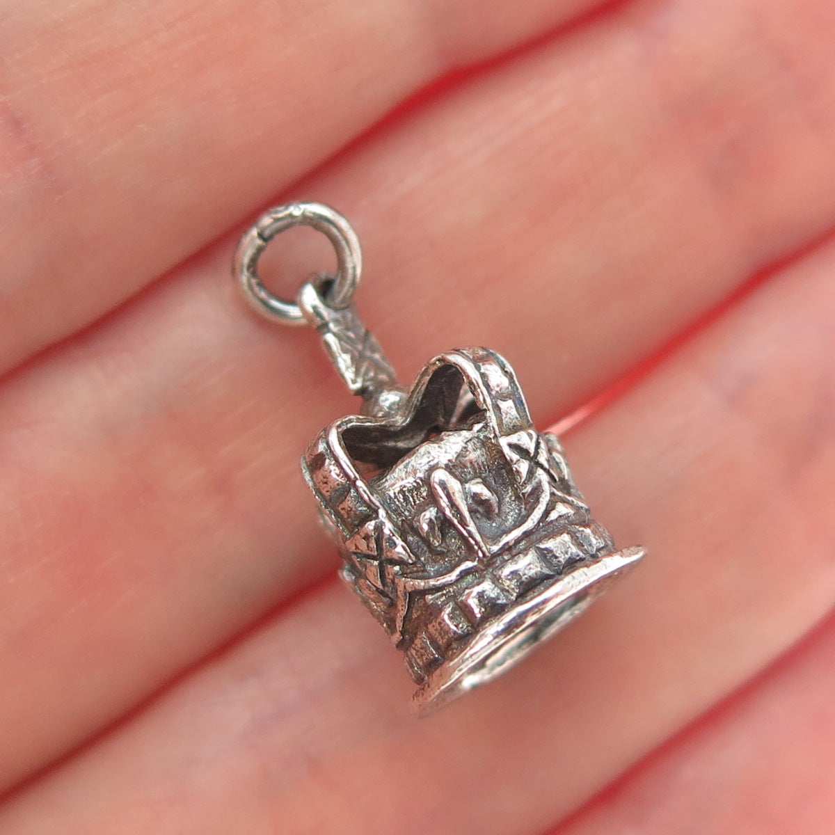 925 Sterling Silver Vintage Royal Crown Fleur de Lis Oxidized 3D Charm Pendant