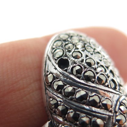 925 Sterling Silver Antique Art Deco Marcasite Ring Size 7 (missing 1 stone)