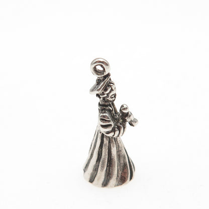 Sunwest 925 Sterling Silver Vintage Graduation Oxidized 3D Charm Pendant